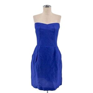 Revolve Rebecca Taylor Silk Blend Strapless Floral Pocketed Dress 0106